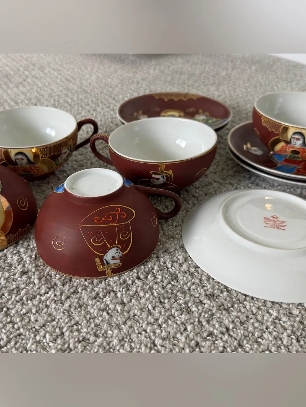 Hand-Painted Porcelain Tea Set with Japanese Motifs